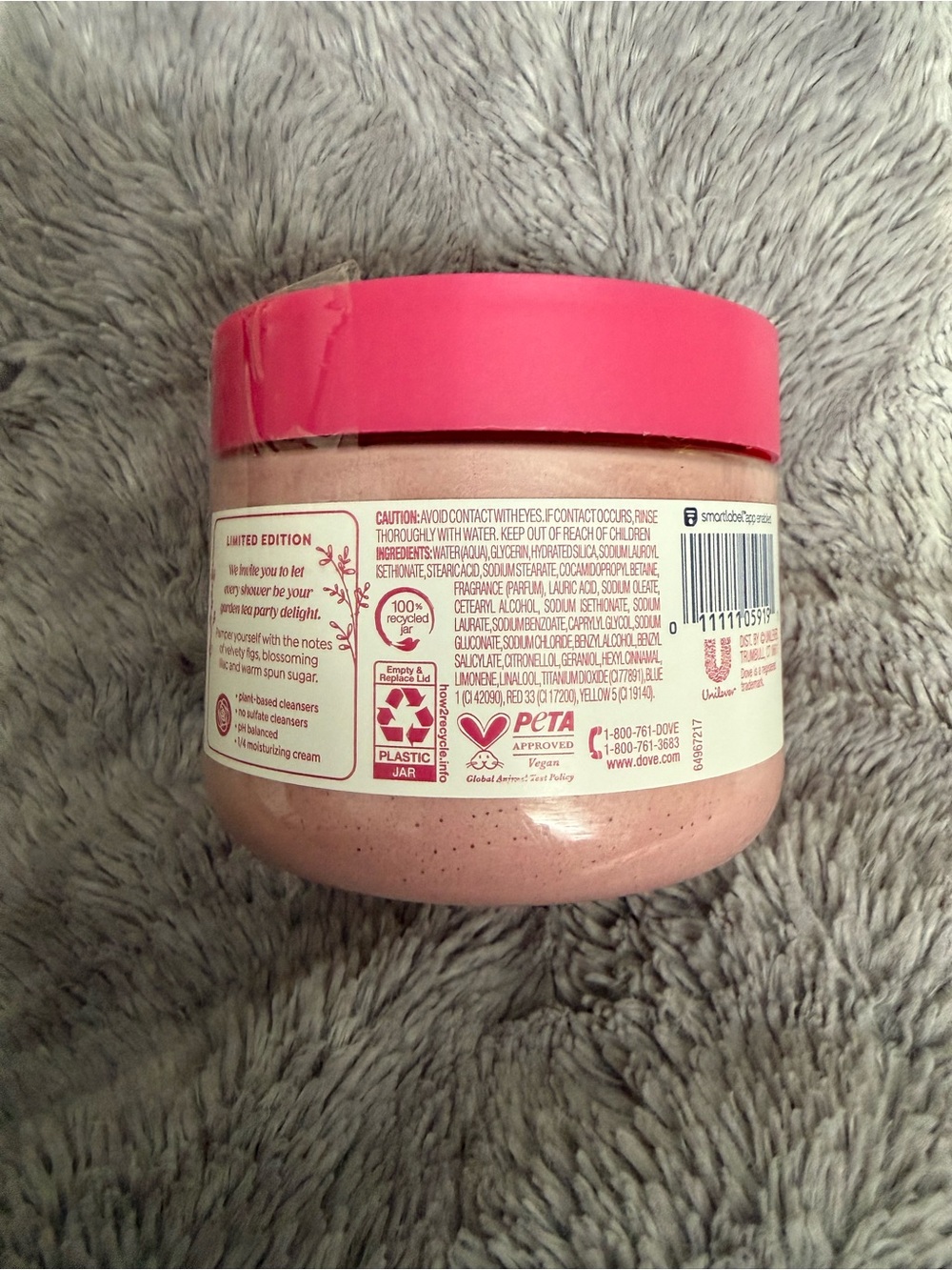 Dove Garden Tea Party Velvet Fig Bloom Pink Body Scrub - Limited Edition - Picture 3 of 4